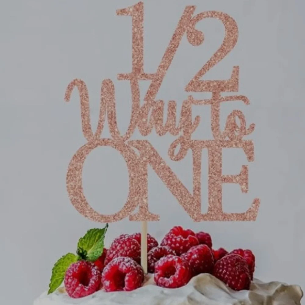 NWOT~Sparkling Rose Gold Cake Topper Halfway to One~”Used once for Photo Shoot”